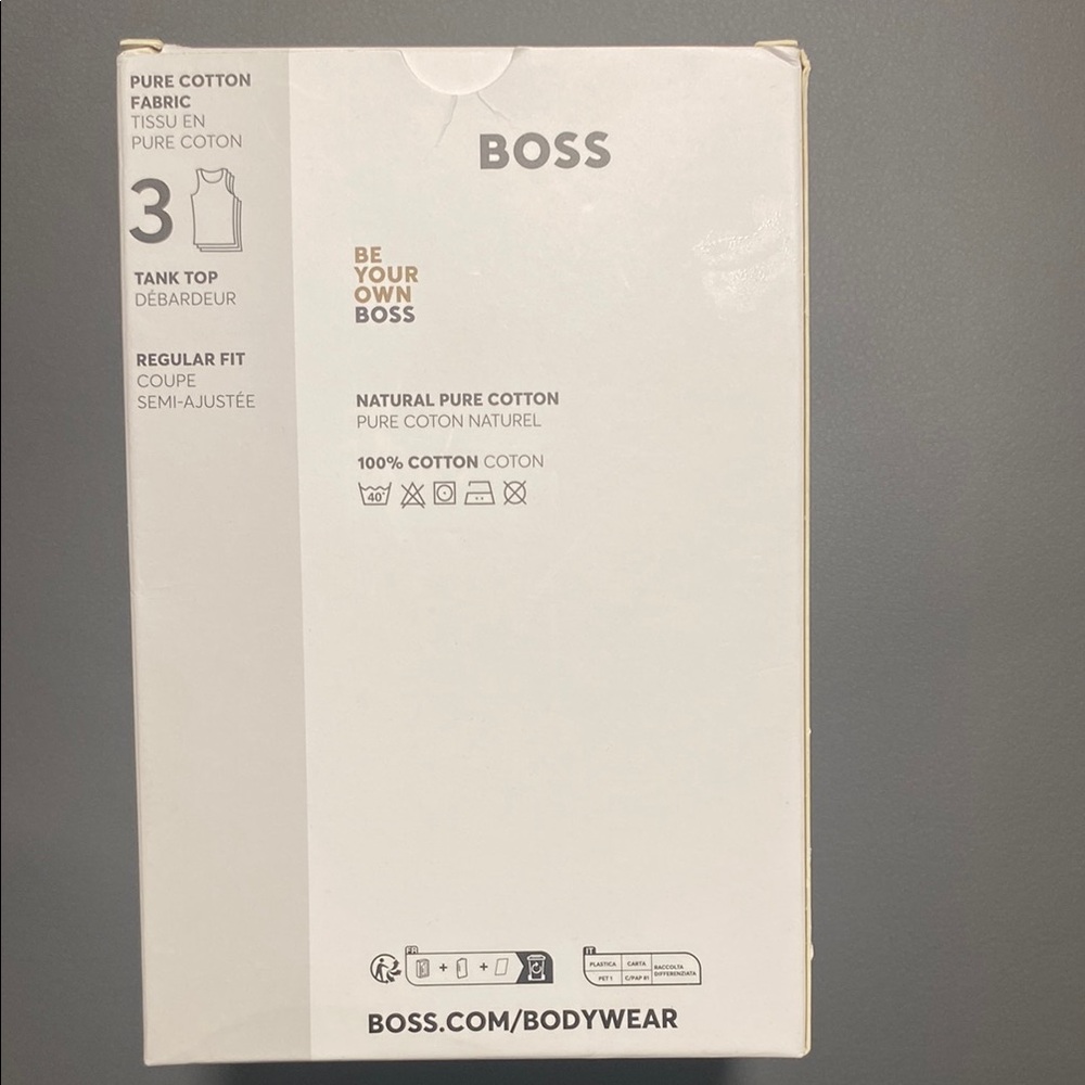 BOSS Men's White Tank Top - 3 Pack - Picture 3 of 4